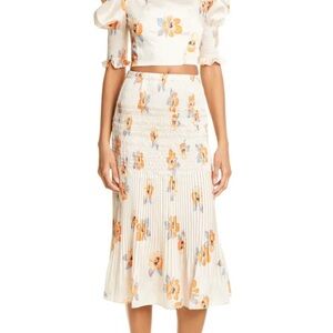 Nicholas Smocked Midi Skirt